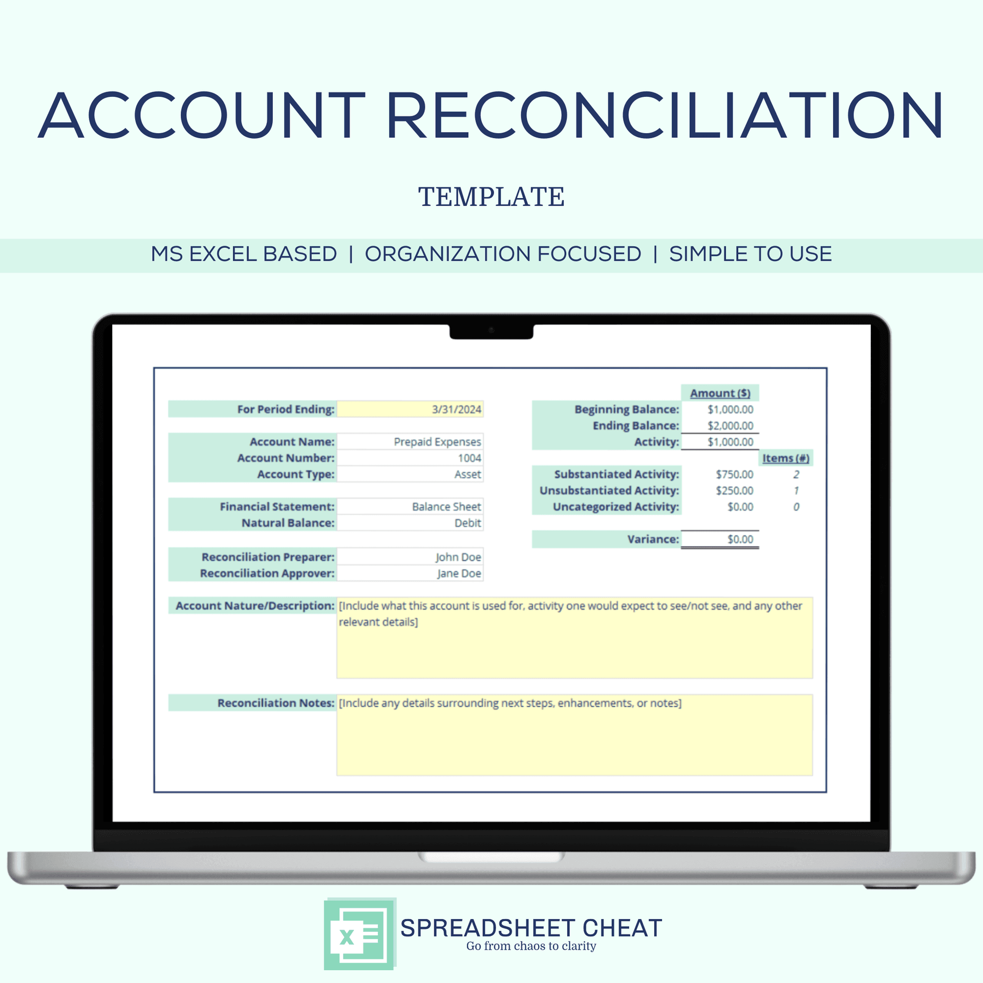 account reconciliation spreadsheet excel template